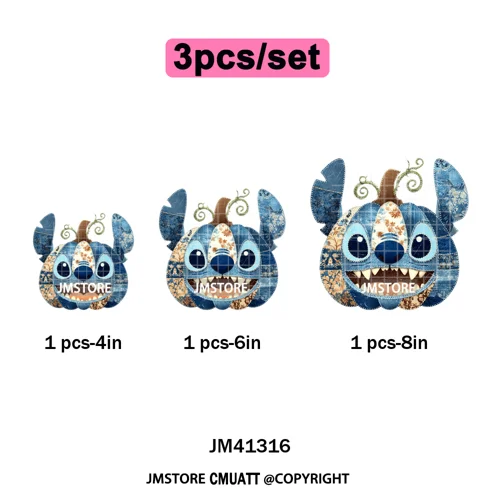 Preppy Floral Cartoon Friends Fall Patchwork Pumpkin Halloween Iron on Washable DTF Transfer Stickers Ready to Press for Clothes