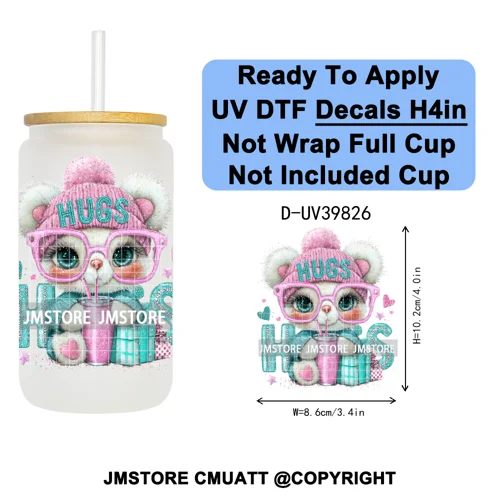 Girly Halloween Ghost Pumpkin Coffee Lover UV DTF Transfer Stickers Decals Ready To Apply Waterproof For 16OZ Libbey Glass Can