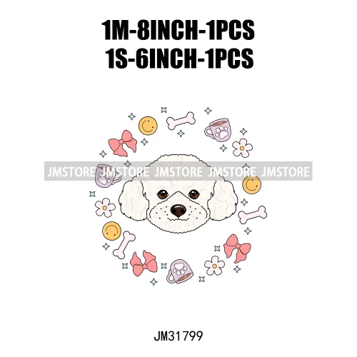 Funny Love Animal Puppy Pet Dogs Cocoa Flower Coquette Design Iron On DTF Transfers Stickers Ready To Press For Sweatshirts Bags