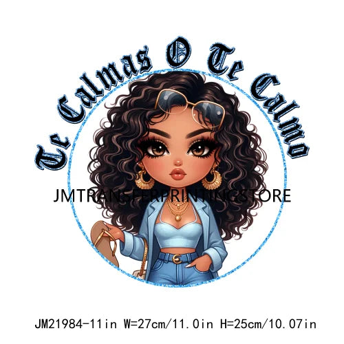 Funny Latina Chicano Mama Sayings Design Washable Chibi Women Style Mother DTF Transfer Stickers Ready To Press For T-shirts Bag