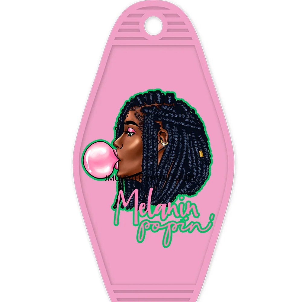 Beautiful Afro Girl Magic Melanin Black Woman High Quality WaterProof UV DTF Sticker For Motel Hotel Keychian