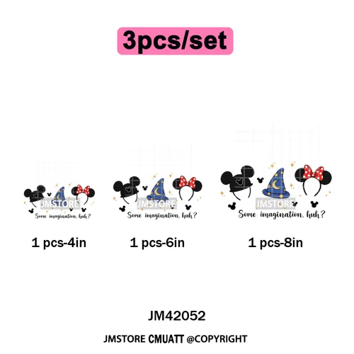 Retro Cartoon Magical Princess Girly Bow Mouse Ears Headbands Iron on DTF Washable Transfers Stickers Ready to Press for Hoodies