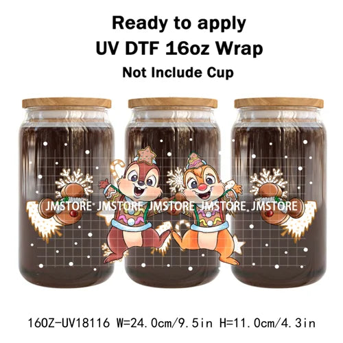 Christmas Cartoon Holiday Movie Friends UV DTF Cup Wrap Ready To Apply Transfer Stickers 16OZ Tumbler Wraps For Libbey Glass Can