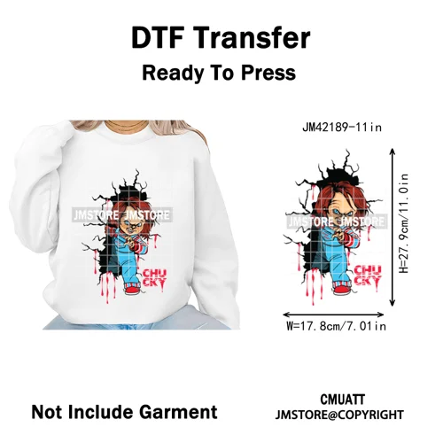 See You In Hell Scary Movie True Love Couple Halloween Season Iron on DTF Washable Transfers Stickers Ready to Press for Textile