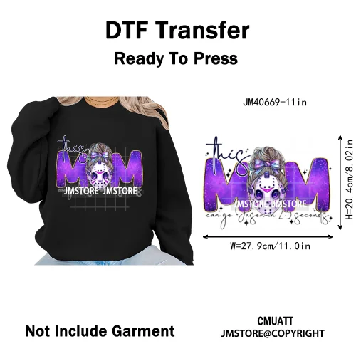 Cartoon Characters Scary Halloween Vibes Bad Killer Mom Iron on DTF Washable Transfers Stickers Ready to Press for Clothing