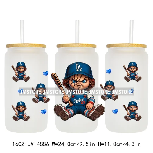 Baseball Sport Cartoon Characters UV DTF Wraps Transfer Sticker Ready To Apply Waterproof Logo For 16OZ Libbey Glass Can Tumbler