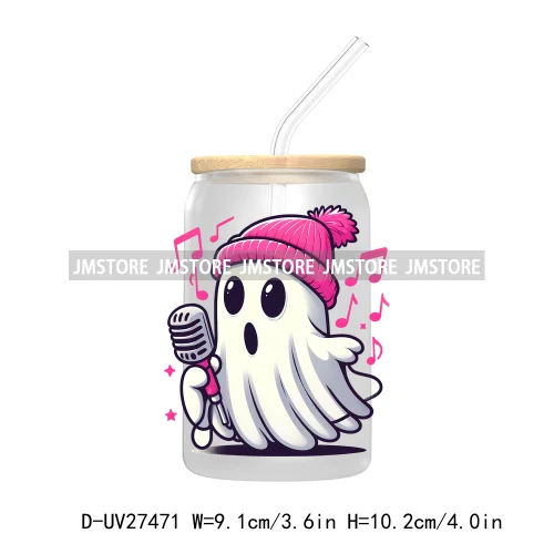 Trick or Teach Ghouls Halloween UV DTF Transfer Stickers Decals For Libbey Cold Cups Mugs Tumbler Waterproof Label Spooky Season