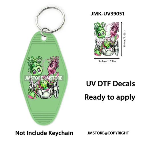 Halloween Horror Killer Energy Drink UV DTF Motel Keychain Decal Ready To Ship Durable Transfer Stickers Logo For Hotel Keychain