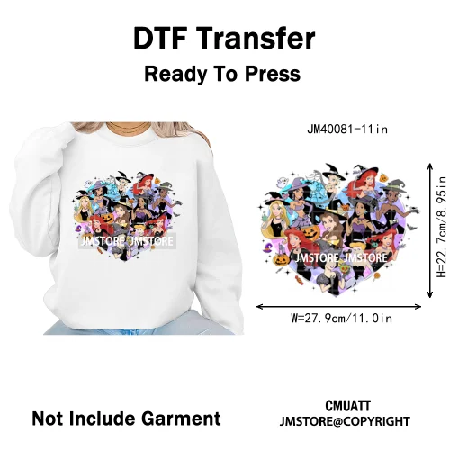Nightmare on Main Street Pumpkin Spooky Halloween Cartoon Season Iron on DTF Heat Transfers Stickers Ready to Press for Hoodies