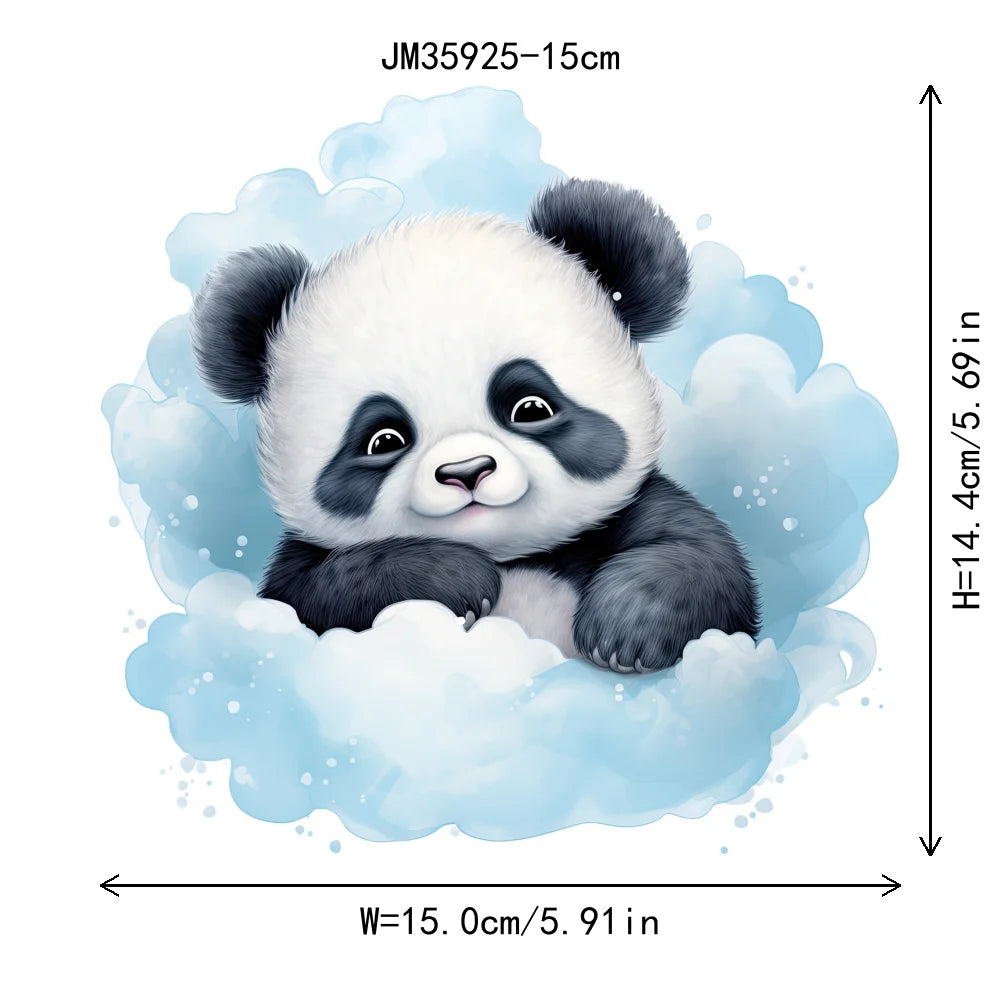 15cm 5.9in Kid Cloud Animal Tiger Lion Iron On Heat Transfer Sticker For Clothes DTF Print Vinyl Thermal Washable T-Shirt Decal