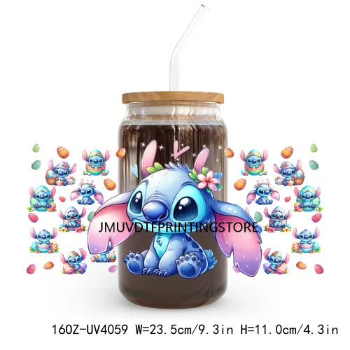 Cute Cartoon Girl With Egg UV DTF Sticker For 16OZ Libbey Glass Cup Can Wrap Transfer Sticker Custom Print DIY Logo Easter Vibes