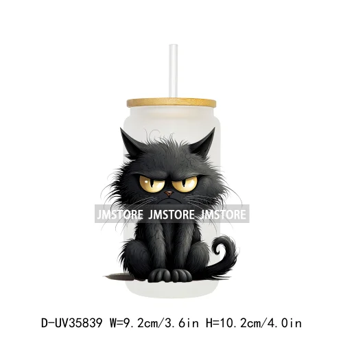 Cute Black Cats Halloween UV Sticker Decals For Libbey Cold Cups Mugs Tumbler Transfer Stickers Waterproof High Quality Prints