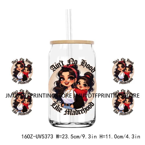 Mother's Day Daughter Son Latina Mexican Mama 16OZ UV DTF Cup Wrap Transfer Sticker Custom Waterproof Logo For Libbey Glass Can