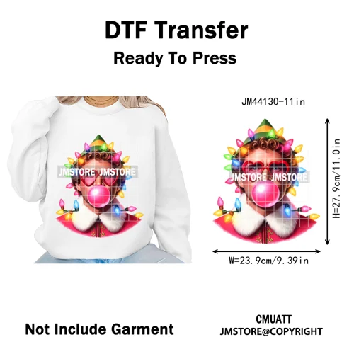 Funny Christmas Movie Quotes Cartoon Characters Santa Iron on Washable DTF Heat Transfer Stickers Ready to Press for Sweatshirts