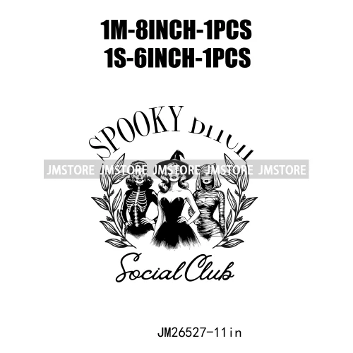 Spooky Season Social Cocktail Club Witches Halloween Thermal Logos DTF Iron On Transfer Stickers Ready To Press For Clothing