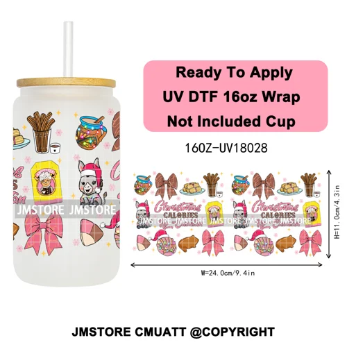 Tis The Season Mexican Christmas Coquette UV DTF Cup Wrap Ready To Apply Transfer Stickers Tumbler Wraps For Libbey Glass Can