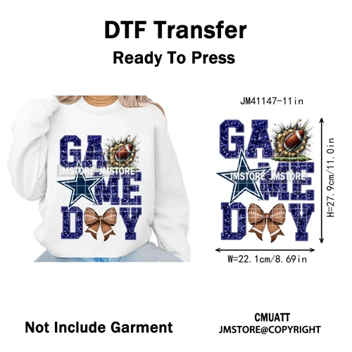 Faux Glitter Leopard Game Day American Football Sport Coquette Iron on Washable DTF Transfer Stickers Ready to Press for Clothes