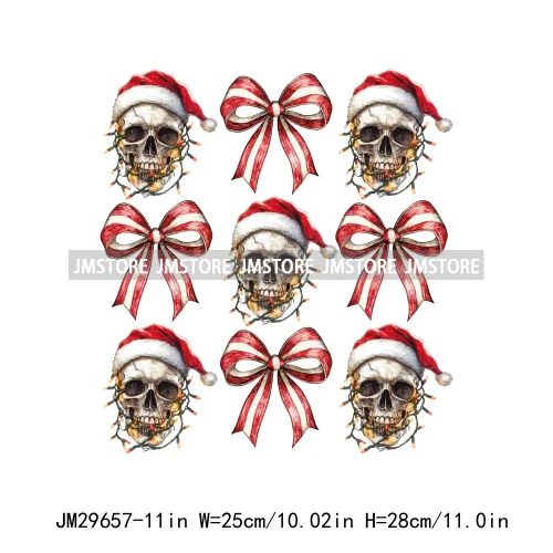 Christmas Santa Red Coquette Highland Cow Xmas Holly Jolly Vibes Iron On DTF Transfers Stickers Ready To Press For T-shirts