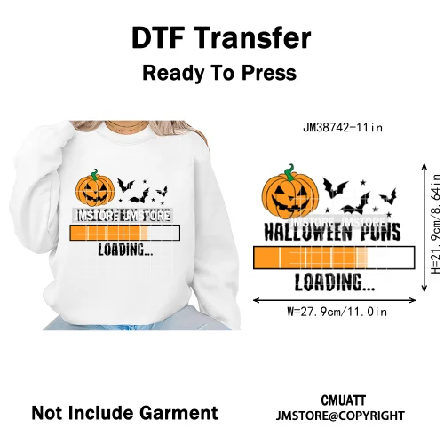 Funny Spooky Season Skelleton Coffin Break Sarcastic Halloween Puns Iron on DTF Transfer Sticker Ready to Press for Clothes Bags