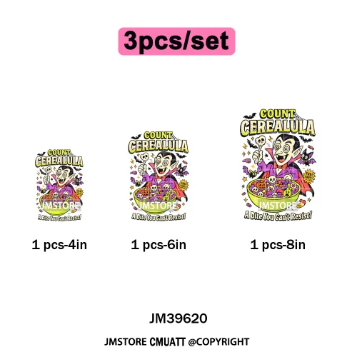 Scary Cartoon Halloween Horror Movies Trick Or Treat Logo Iron on DTF Washable Transfer Sticker Ready to Press for T-shirts Bags