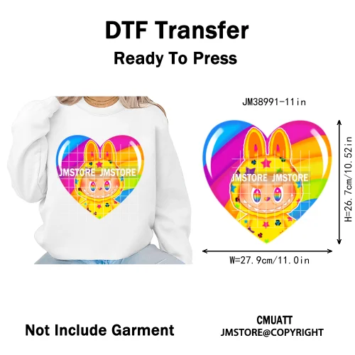 Coquette Bow Monster Doll Drinking Soda Bottle Thermal Printing Iron on DTF Washable Transfer Sticker Ready to Press for Clothes
