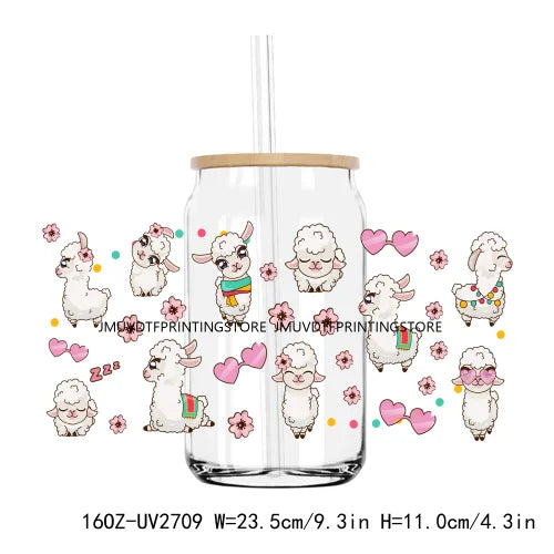 Lovely Sheep Farm Animals 16OZ UV DTF Cup Wrap Transfers Stickers Custom Labels DIY Waterproof Logo For Libbey Glass Can