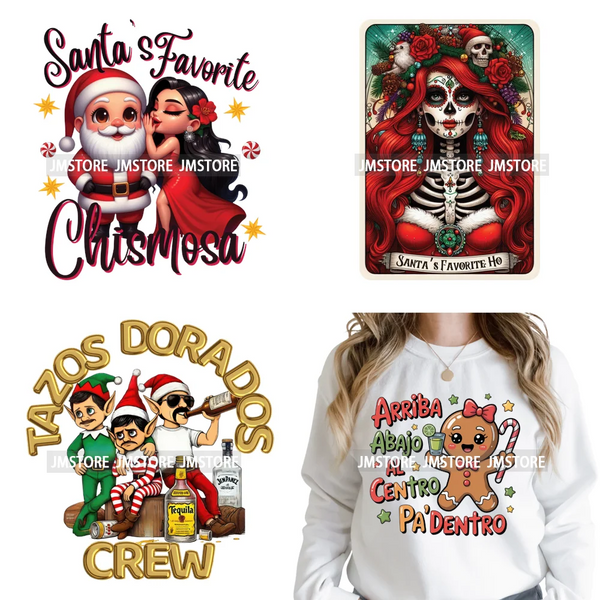 Drunk Gingerbread Feliz Navidad Mexican Christmas Santa Holiday Iron on  DTF Transfers Stickers Ready to Press for Sweatshirts