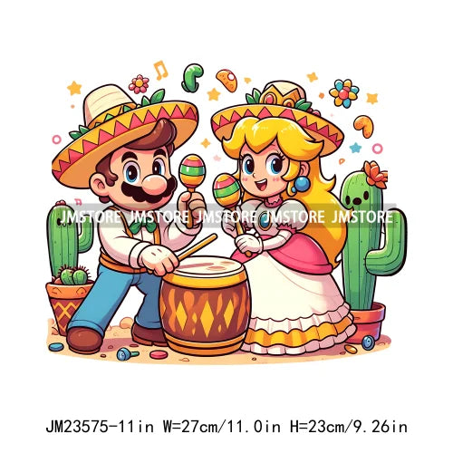 Cartoon Girls Animal Friends Cinco De Mayo Fiesta Cartoon Couple Iron On DTF Transfer Stickers For Clothing
