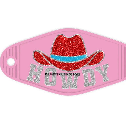 Faux Sequin Western Cowgirl Boots Hat High Quality Durable WaterProof UV DTF Sticker Logo For Motel Hotel Keychain Cow Skull