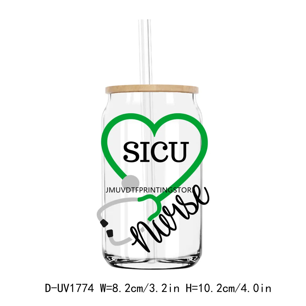 Medical NICU Nurse UV DTF Transfers Stickers Decals For Libbey Cold Cups Mugs Tumbler Pharmacist Life Waterproof DIY Craft