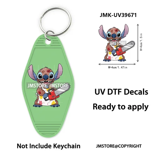 Horror Cartoon Halloween Pumpkin UV DTF Motel Keychain Decals Ready To Ship Durable Transfer Stickers Prints For Hotel Keychain