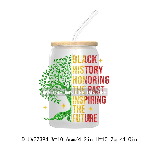 Big Black History Energy Proud Afro Girls Juneteenth UV DTF Transfer Stickers Decals For Libbey Cold Cups Mugs Tumbler Labels