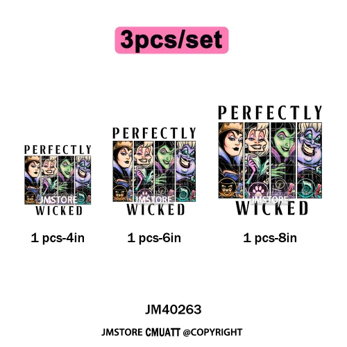 Waiting For Halloween Coquette Bad Girls Friends Wicty Logos Iron on DTF Washable Transfers Stickers Ready to Press for Clothing