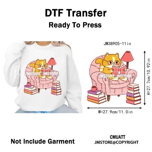 Funny Bookish Romance Reader Book Lovers Motivational Quotes Iron on DTF Washable Transfers Stickers Ready to Press for T-shirts