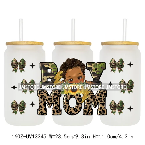 Coquette Afro Black Dope Autism Mama Cat Dog Mom UV DTF Sticker For 16OZ Libbey Glass Cup Can Wrap Waterproof Transfer Stickers