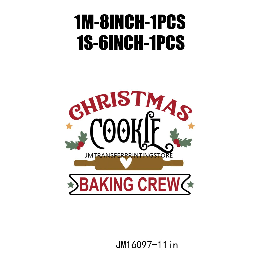 Custom Gingerbread Bakery Holly Jolly Vibes Merry Cookie Christmas Baking Crew Santa's Cookies DTF Transfer Decals For T-Shirt