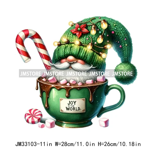 Cute Christmas Hot Cocoa Season Gnomes Sweet Winter Santa Quotes Iron On DTF Transfers Stickers Ready To Press T-shirts Bags