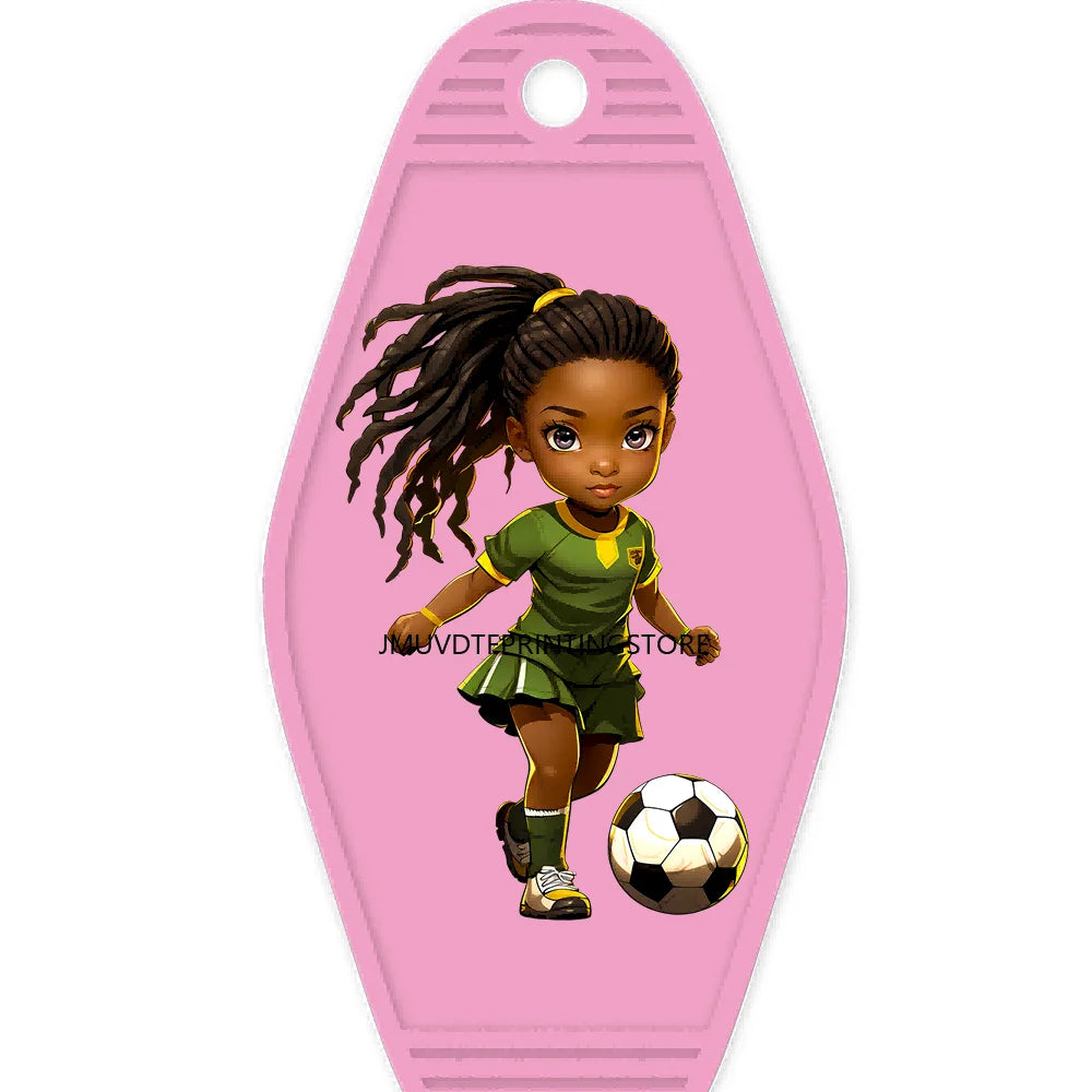 Cute Basketball Girl Players High Quality WaterProof UV DTF Sticker For Motel Hotel Keychain Cheerleading Girls