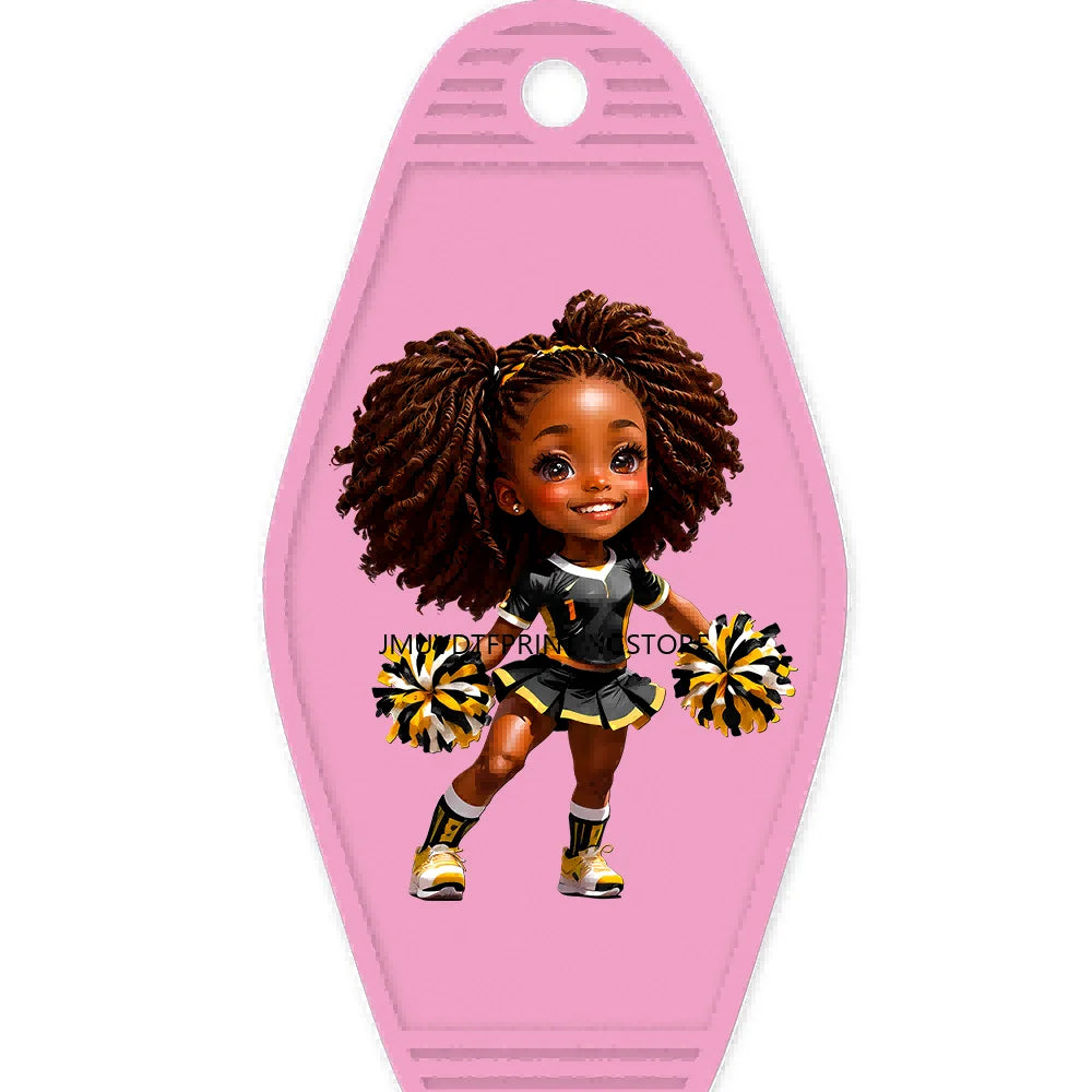 Sport Football Player High Quality WaterProof UV DTF Sticker For Motel Hotel Keychain Black Afro Girls