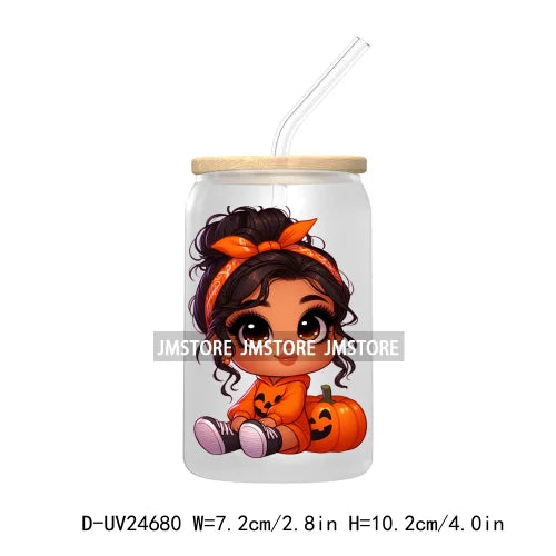 Halloween Latina Princess UV DTF Transfer Stickers Decals For Libbey Cold Cups Mugs Tumbler Custom Waterproof DIY Labels Pumpkin