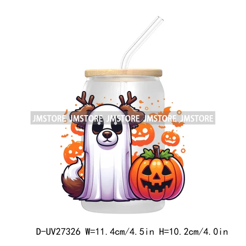 Spooky Ghost Halloween Autumn Pumpkin Season UV DTF Transfer Stickers Decals For Libbey Cold Cups Mugs Tumbler Black Cats Boo