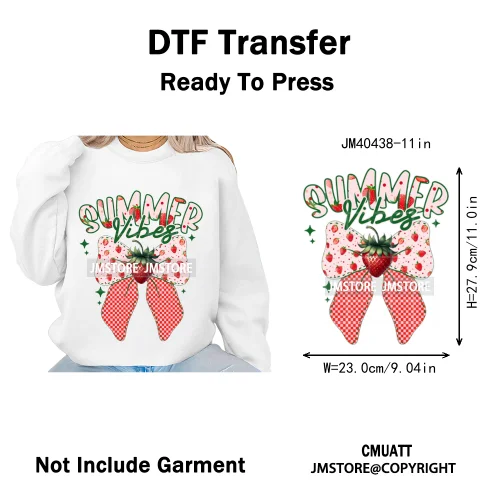 Hello Summer Vibes Watermelon Strawberry Fruit Festival Lover Coquette Iron on DTF Transfers Sticker Ready to Press for T-shirts