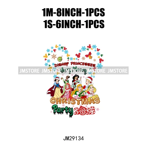 Cartoon Princess Jolly Tis The Season Christmas Party Best Day Ever Iron On DTF Transfers Stickers Ready To Press For T-shirts
