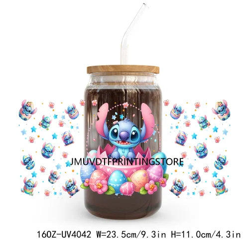 Cute Cartoon Girl With Egg UV DTF Sticker For 16OZ Libbey Glass Cup Can Wrap Transfer Sticker Custom Print DIY Logo Easter Vibes