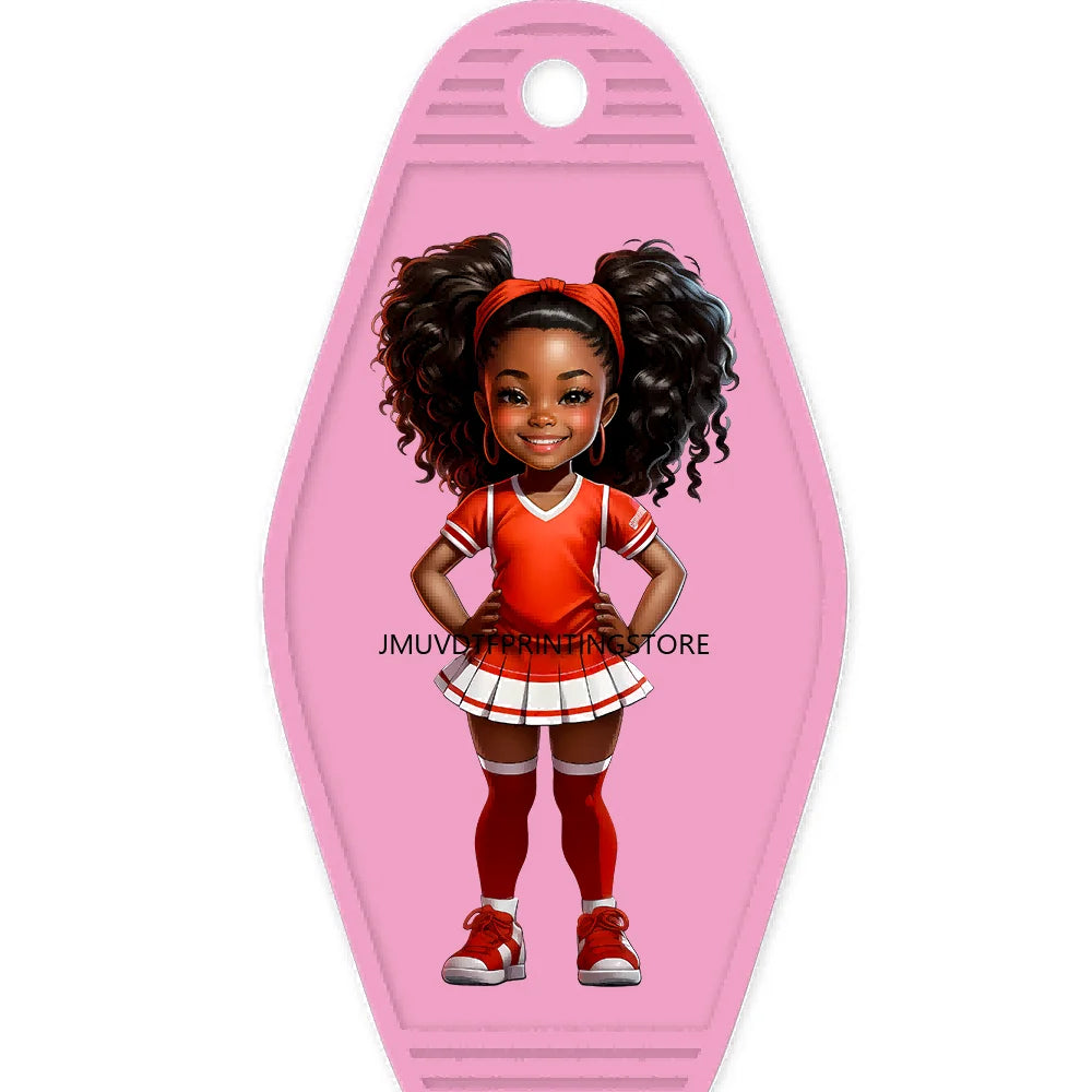 Sport Football Player High Quality WaterProof UV DTF Sticker For Motel Hotel Keychain Black Afro Girls