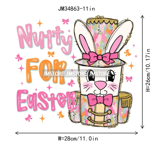 Cute Teacher Bunny Coquette Teaching Sweet Heart Floral Happy Easter Iron On DTF Transfers Stickers Ready To Press For Clothing