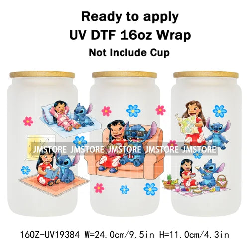 Tropical Cartoon Summer Vibes Splash UV DTF Wraps Transfer Sticker Waterproof High Quality For 16OZ Libbey Glass Can Tumblers