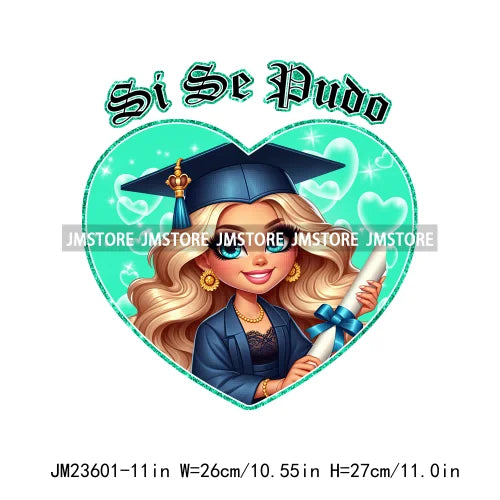 Chicano Graduation Para Mi Familia Si Se Pudo Chicano Educated Latina Sernior School Girls DTF Transfer Stickers For T-shirts