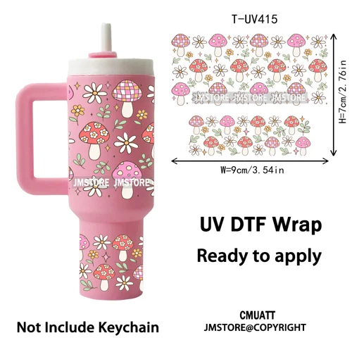 Coquette Bow Floral Seamless Book Lover Ribbon UV DTF Wraps Ready To Use Transfer Stickers Waterproof For Mini Tumbler Keychain