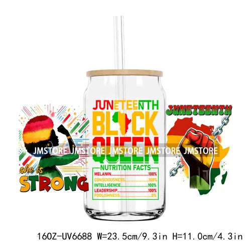 1865 Vibes Juneteenth Sunflower 16OZ UV DTF Cup Wrap Transfer Stickers Custom Label Durable Waterproof Logo For Libbey Glass Can